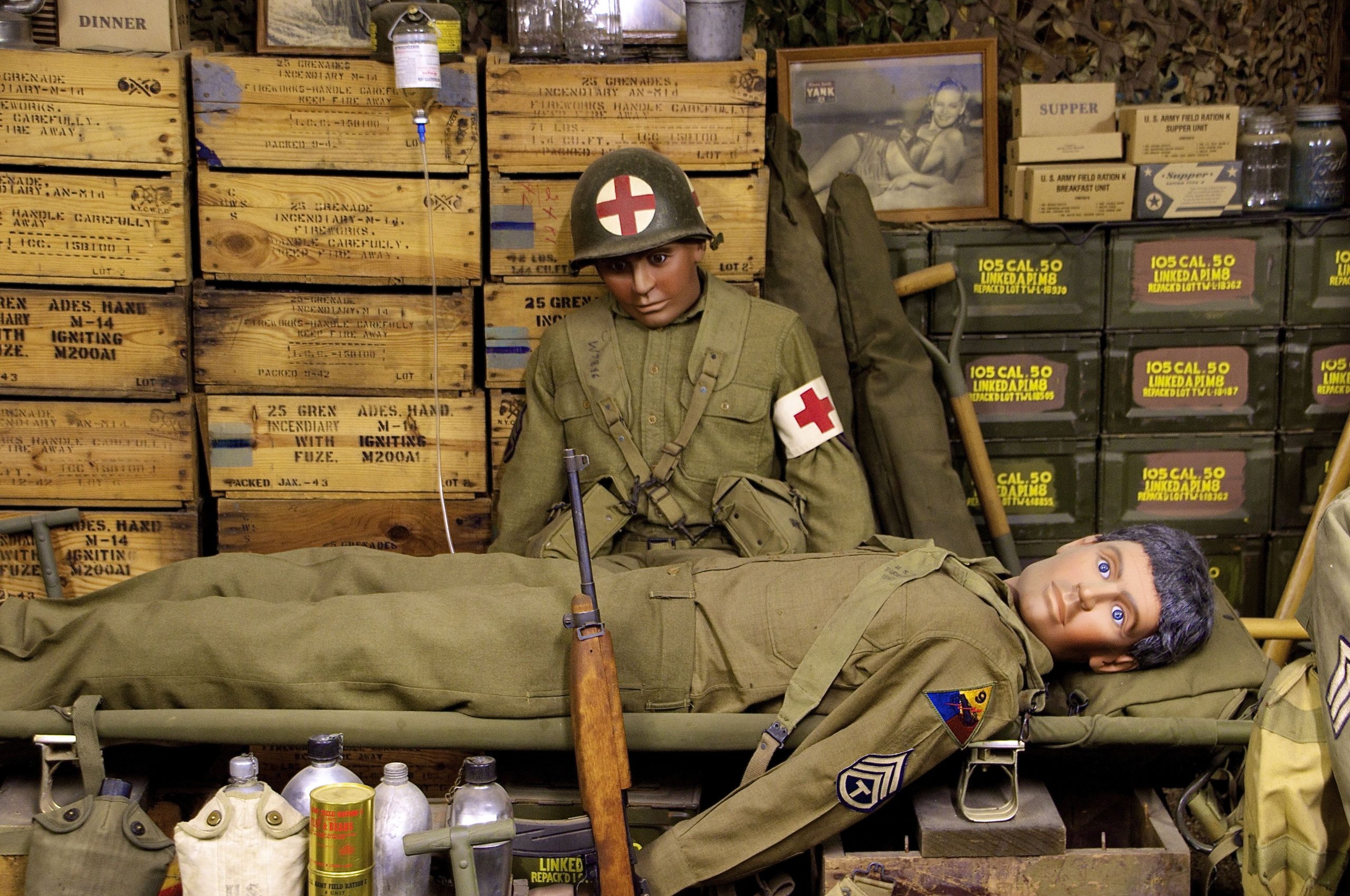 Mannequins in the machine gun bunker