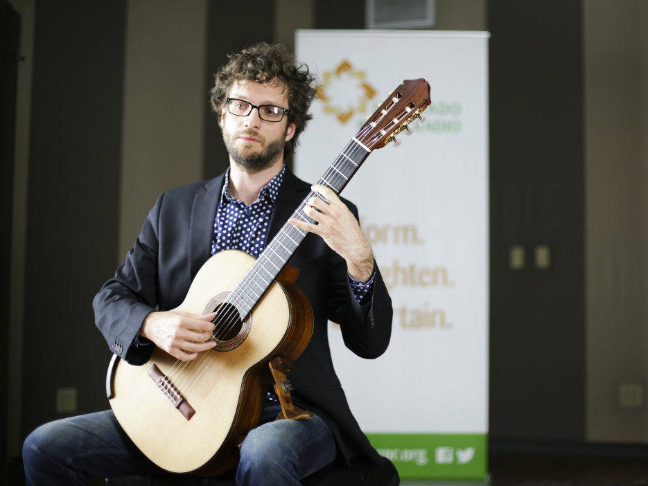 Classical guitarist Rupert Boyd in the CPR Performance Studio