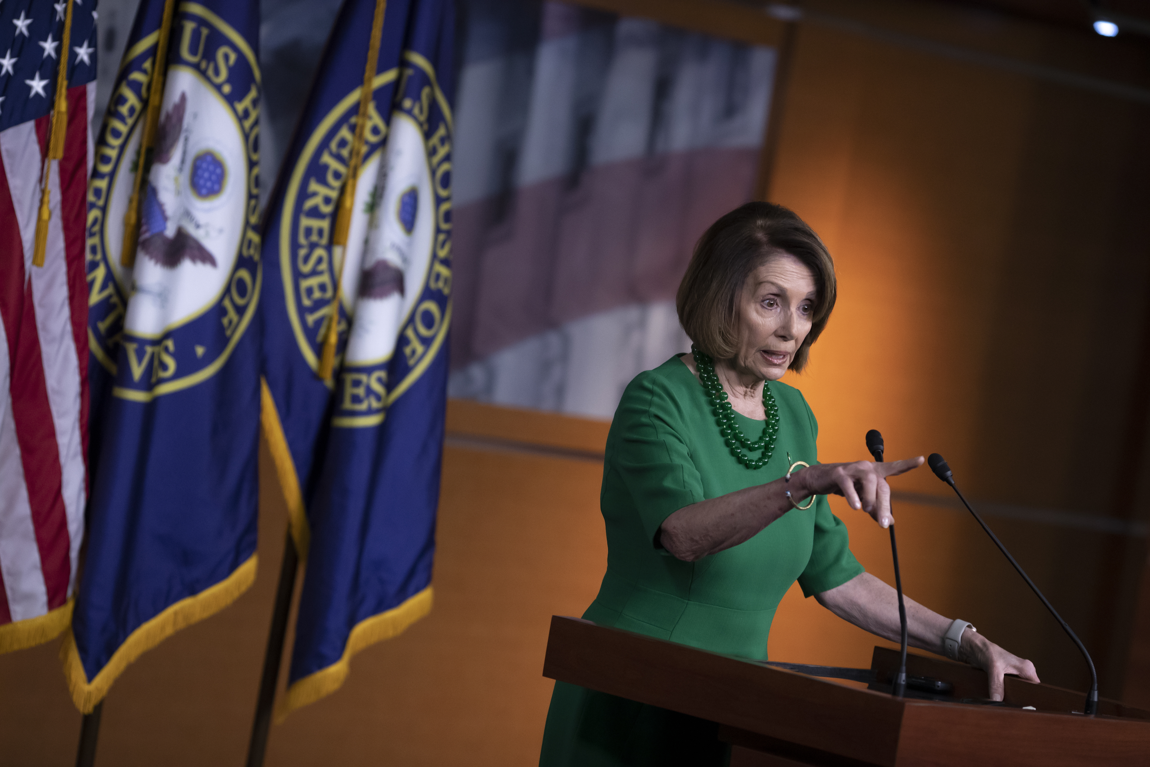 &lt;p&gt;House Democratic Leader Nancy Pelosi of California, meets with reporters at her weekly news conference on Capitol Hill in Washington, Thursday, Dec. 6, 2018.&lt;/p&gt;
