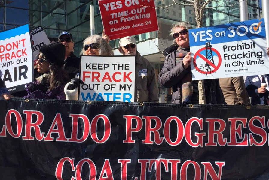 Photo: Anti-fracking demonstrators in Denver Feb. 23