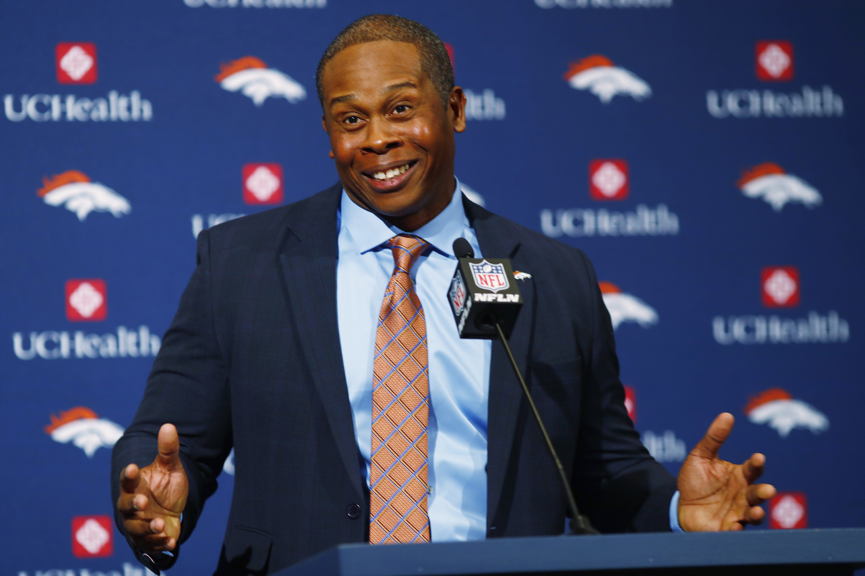 Photo: New Broncos Coach Vance Johnson (AP)