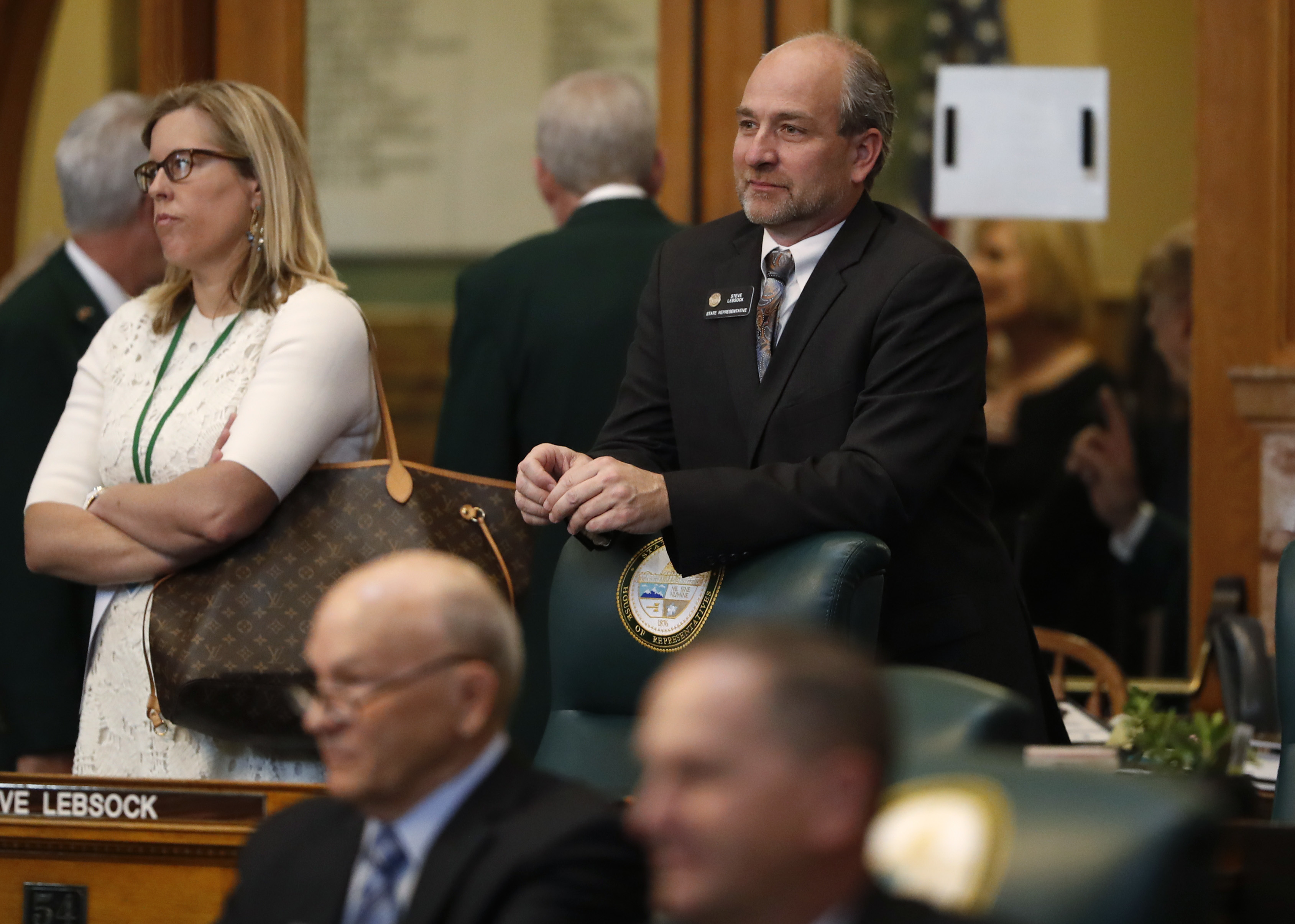 Photo: Rep. Steve Lebsock on 2018 opening day (AP Photo)