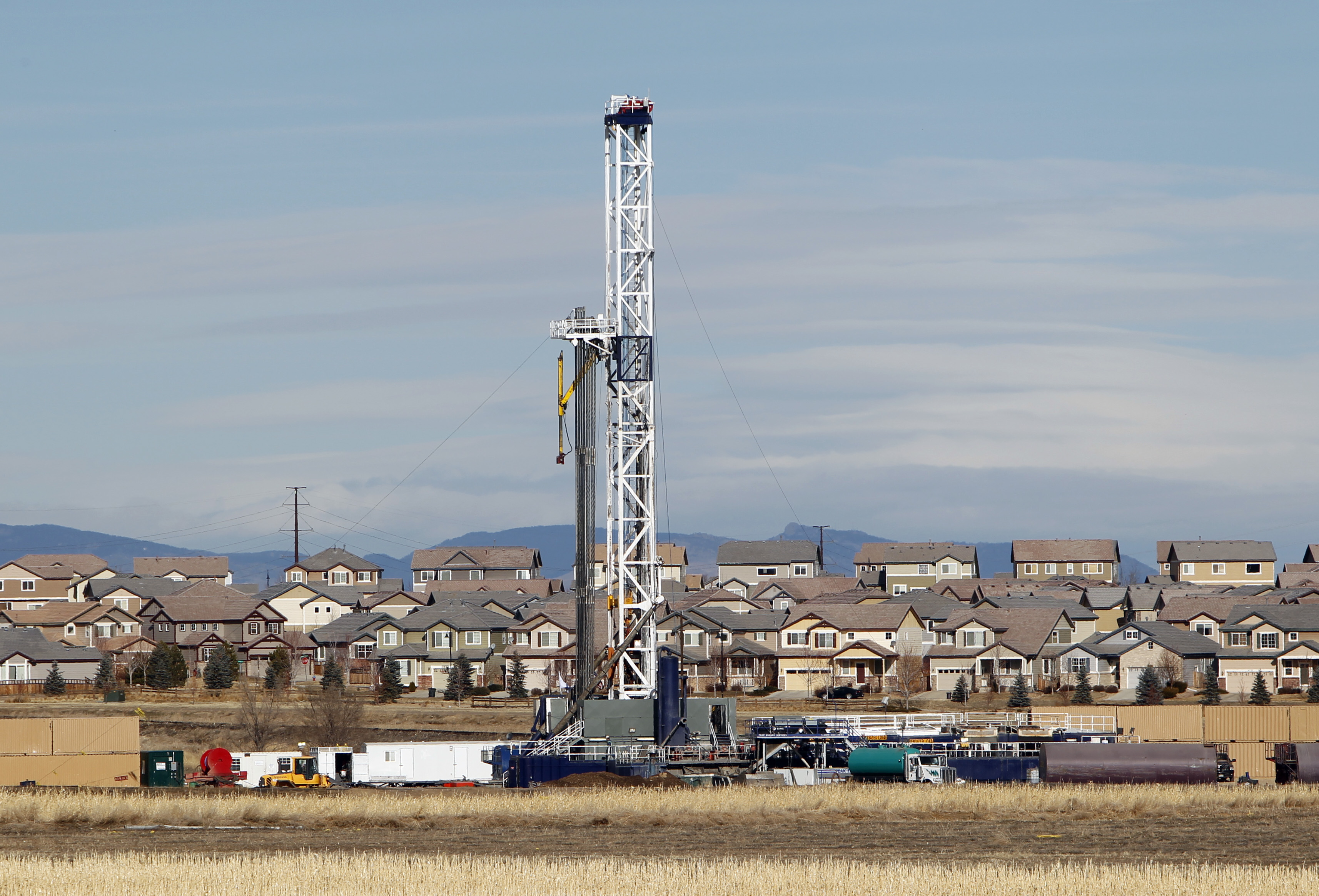 Photo: Oil well near subdivision in Frederick (AP Photo)