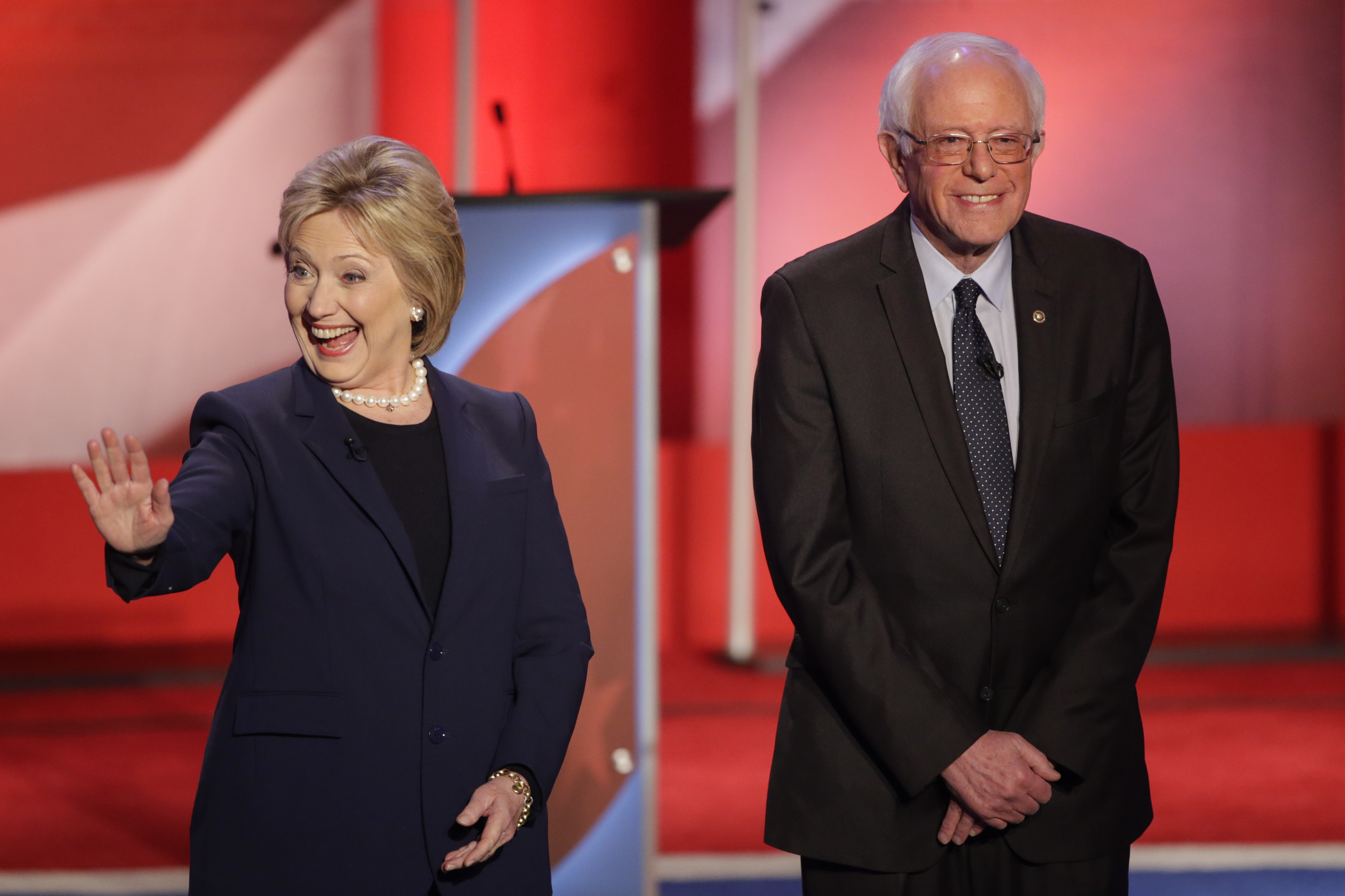 Photo: Hillary Clinton, Bernie Sanders Feb 2016 (AP Photo)