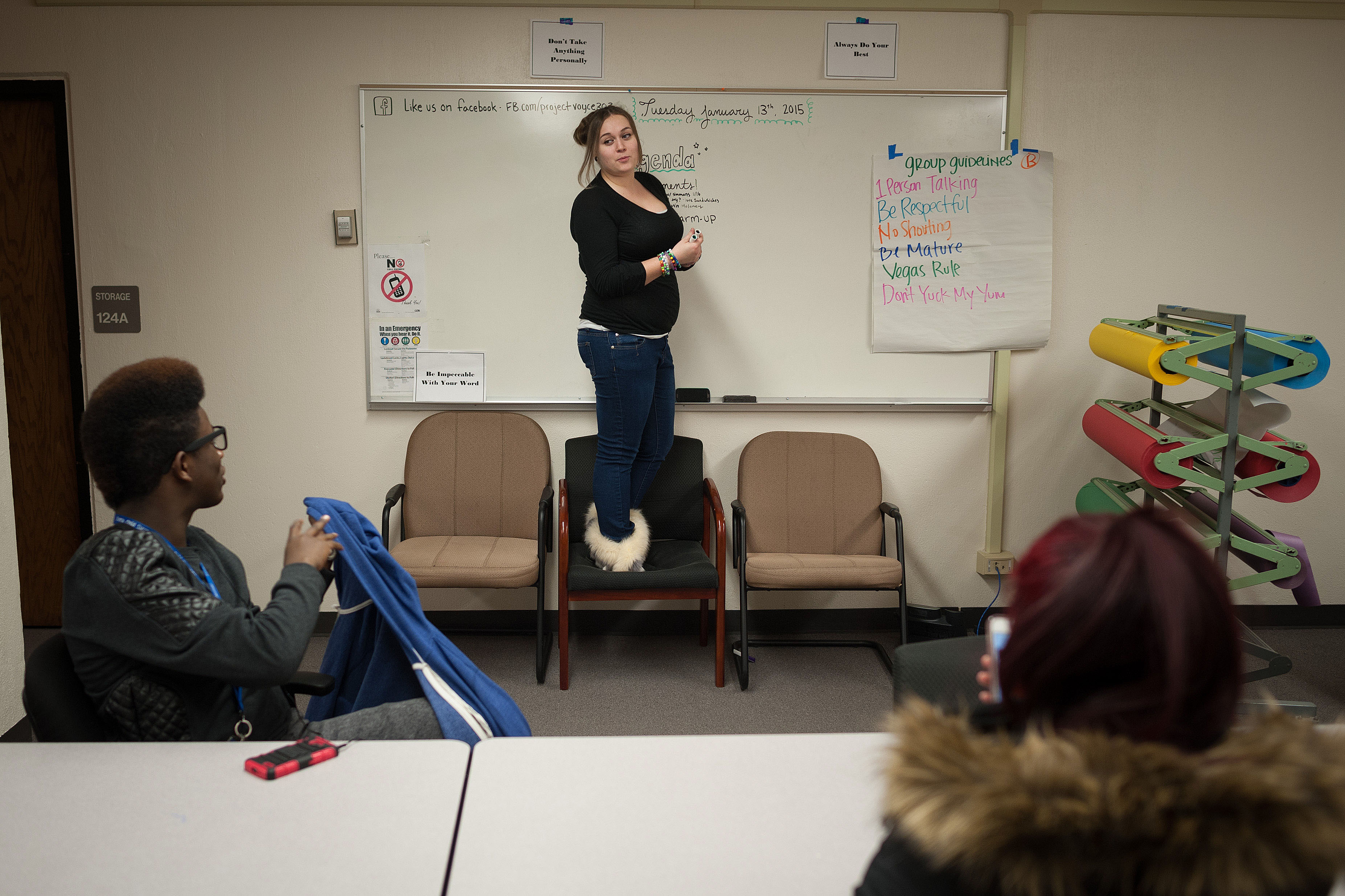 Photo: Destiny Carney teaching social justice