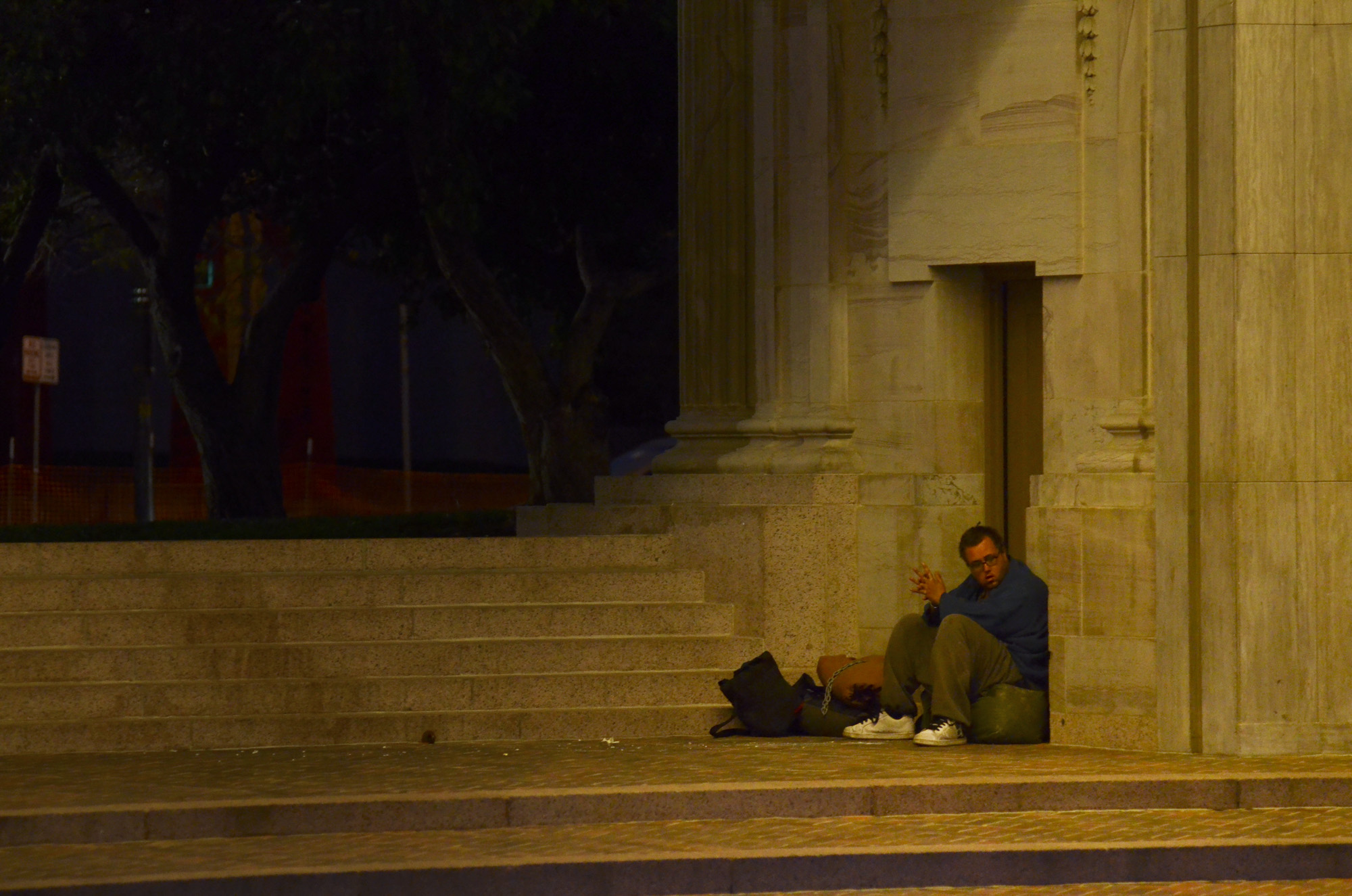 Photo: Homeless man in Civic Center Park