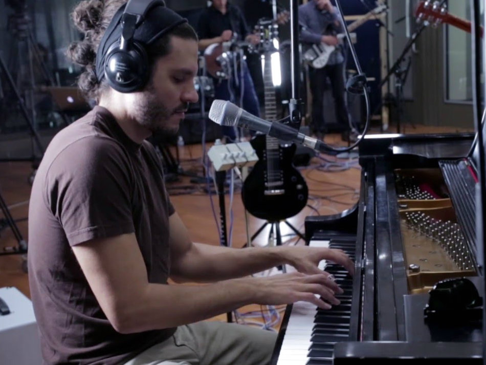 Photo: Ian Cooke in Performance Studio with Chimney Choir