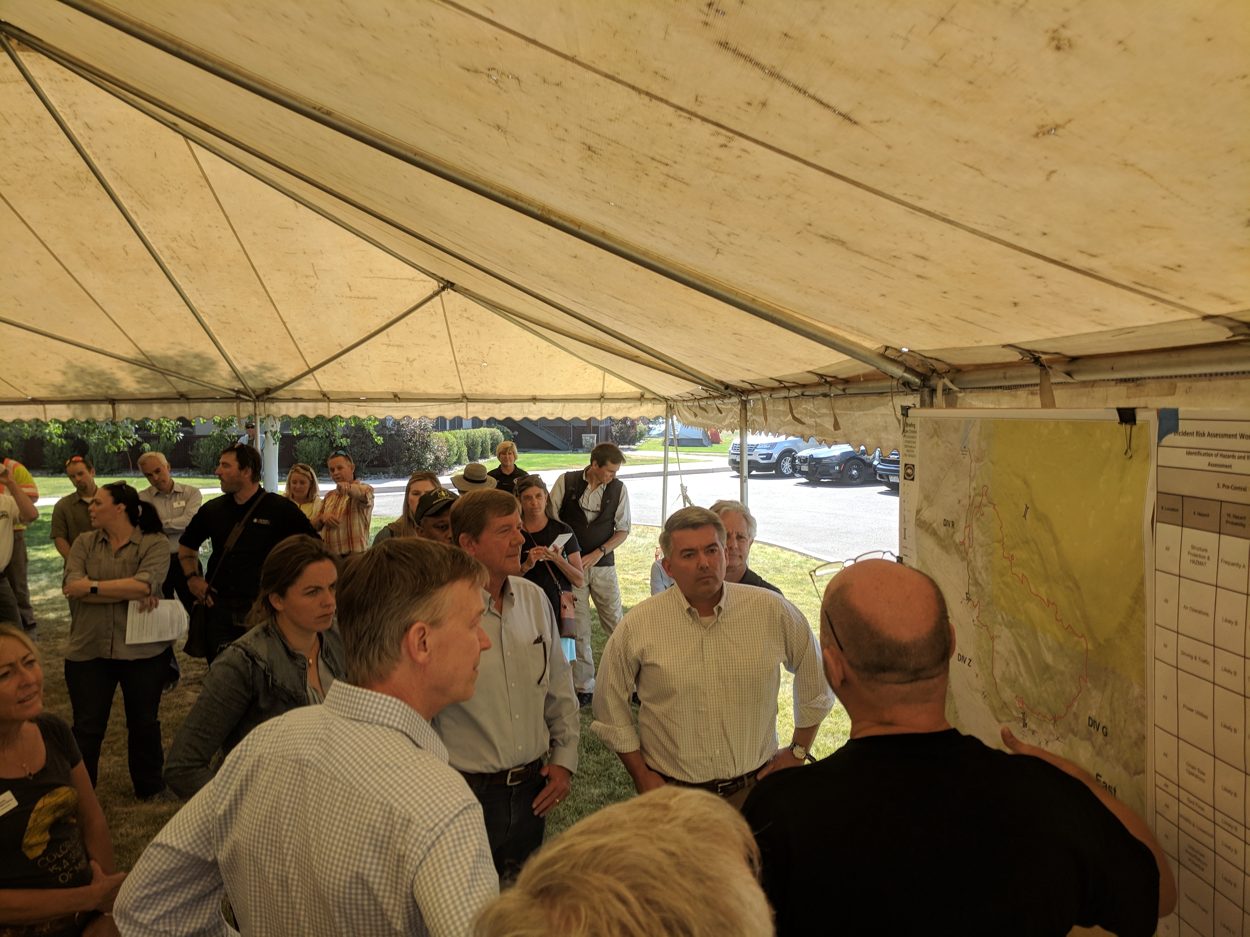 Photo: Gardner Tipton Hickenlooper visit Basalt Lake Christine Fire