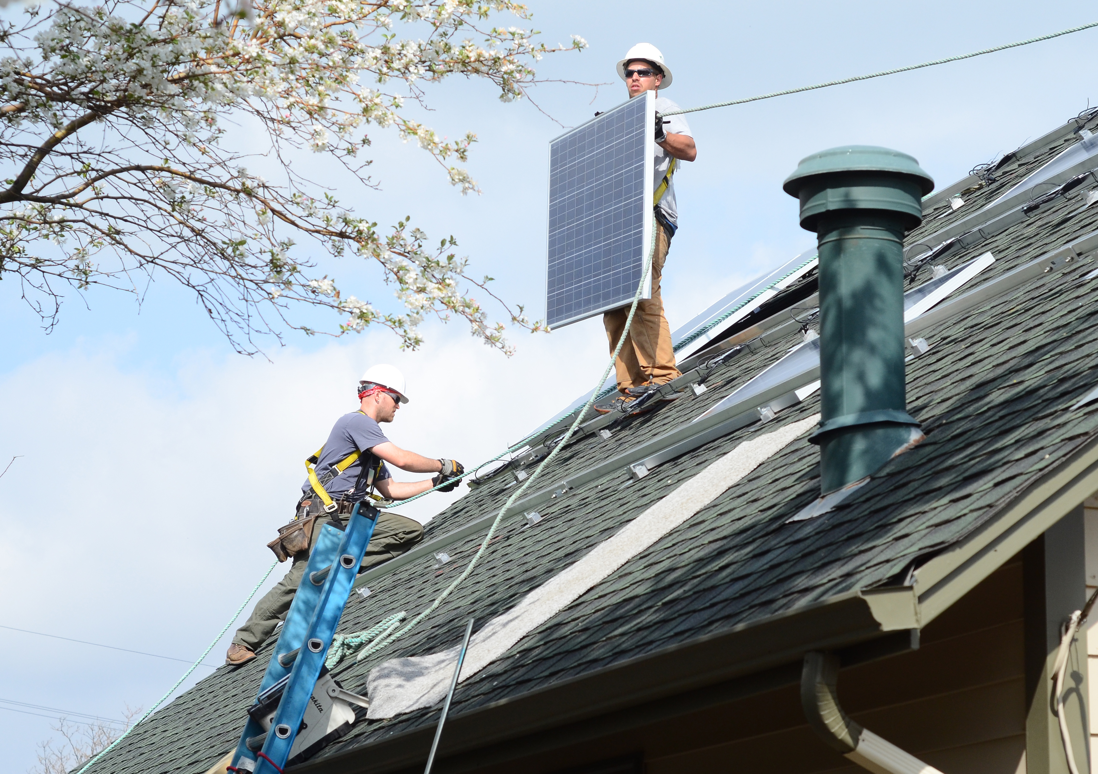 Photo: Macintosh Academy solar project workers