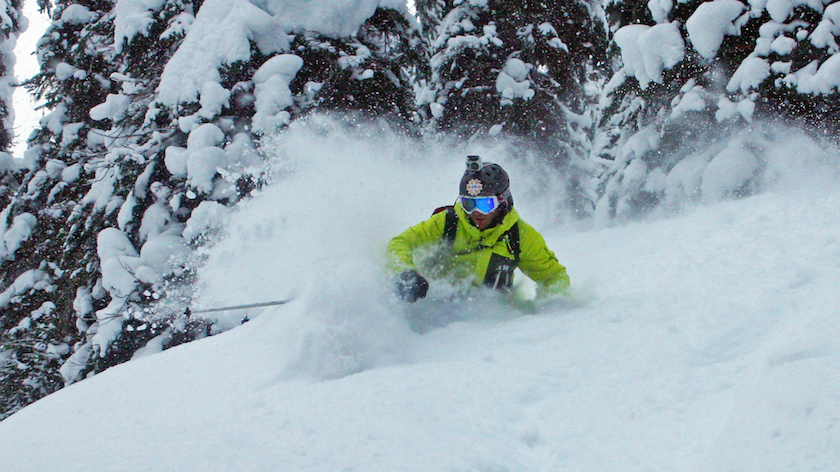 Photo: Joel Gratz OpenSnow skiing in trees