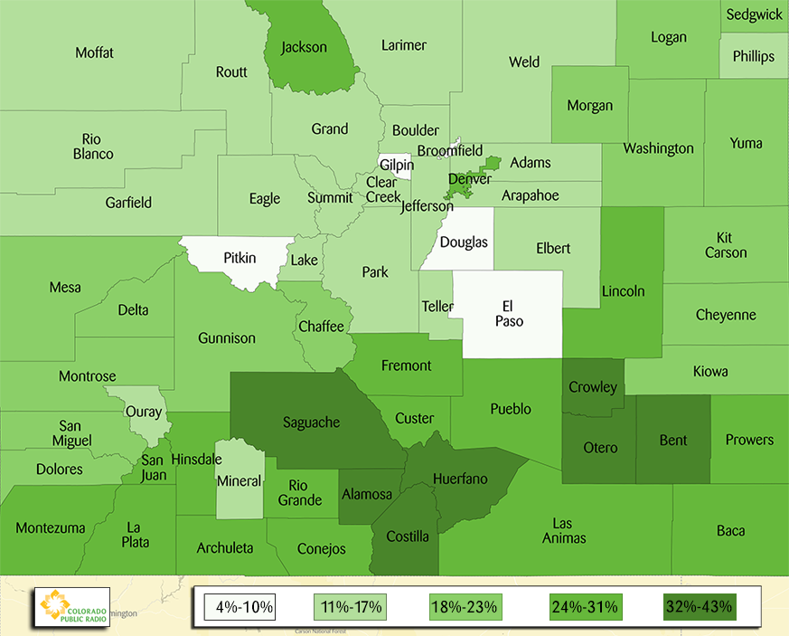 Map Poverty rate across Colorado Colorado Public Radio