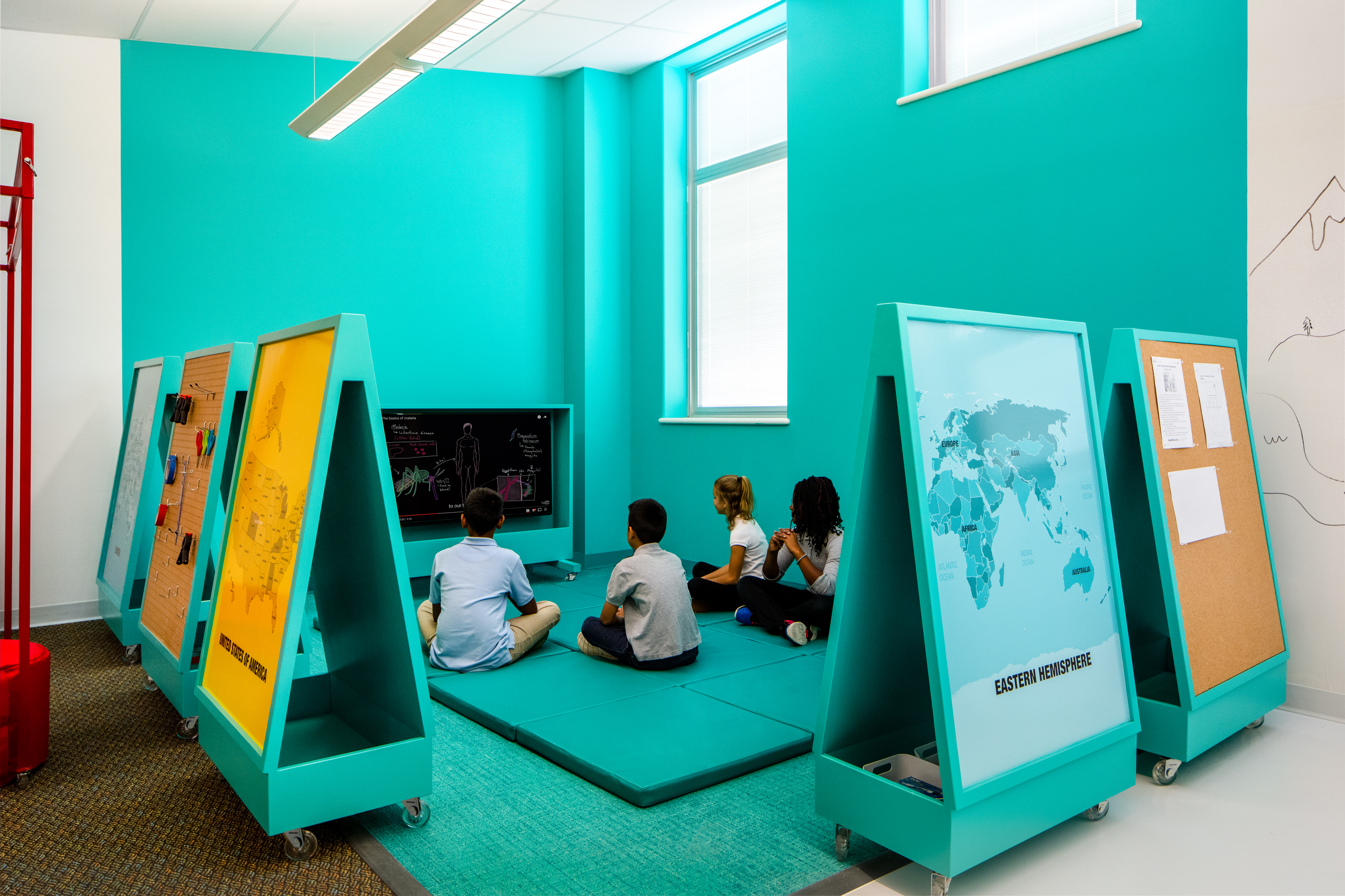 Photo: School classroom design High Tech Elementary Denver Public Schools kids with screen