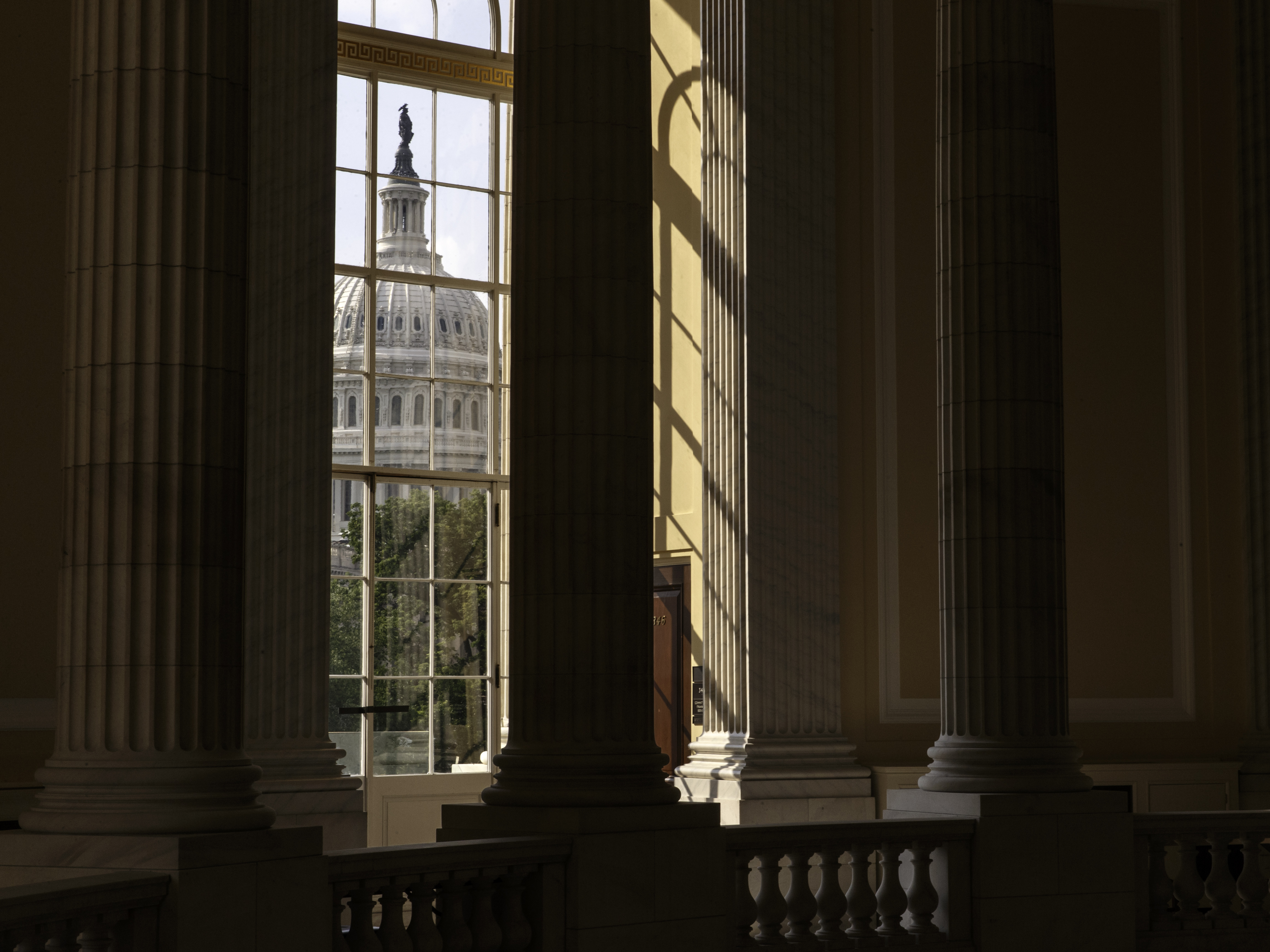 The U.S. Capitol building as seen from the Cannon House Office Building in Washington.