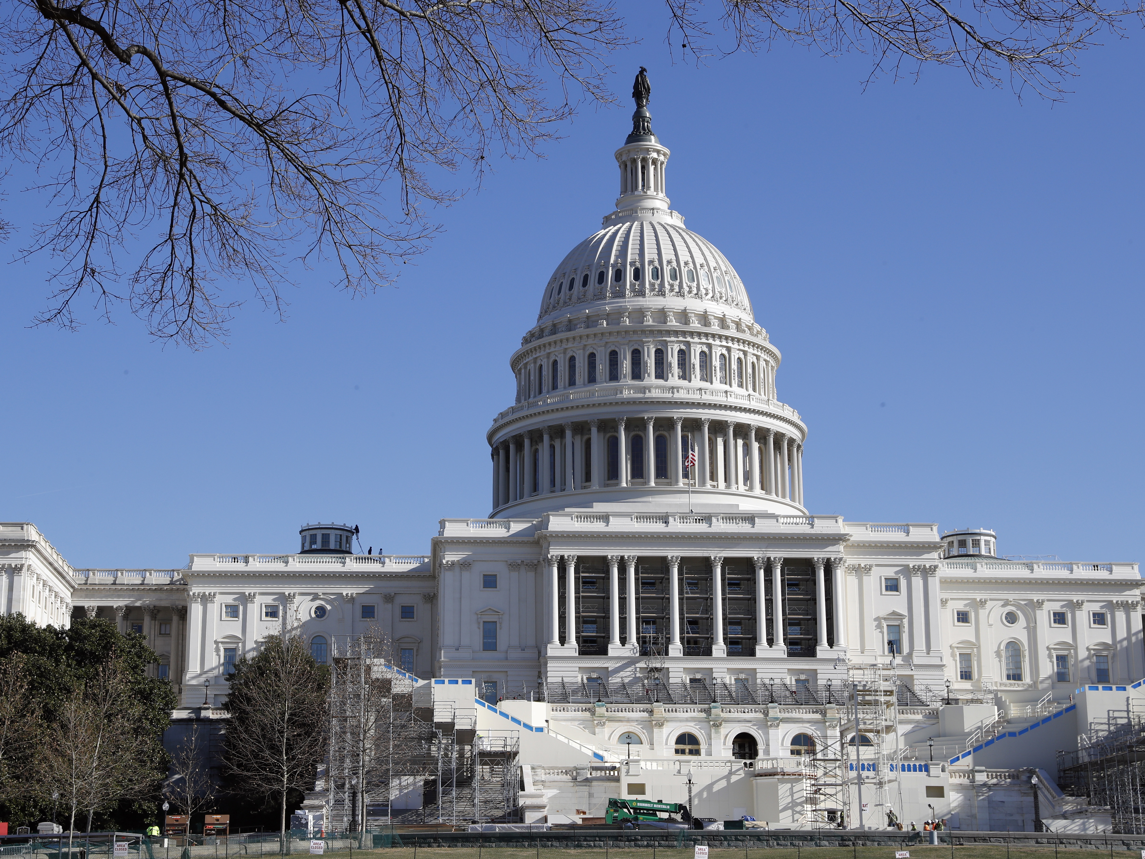 Work continues Dec. 28 on the stand for the inauguration of President-elect Donald Trump on the West Front of the Capitol in Washington. Congress returns Tuesday, and one of the first business items will be voting on proposed the rules for the session — including folding the House's independent ethics office into a Republican-led committee.