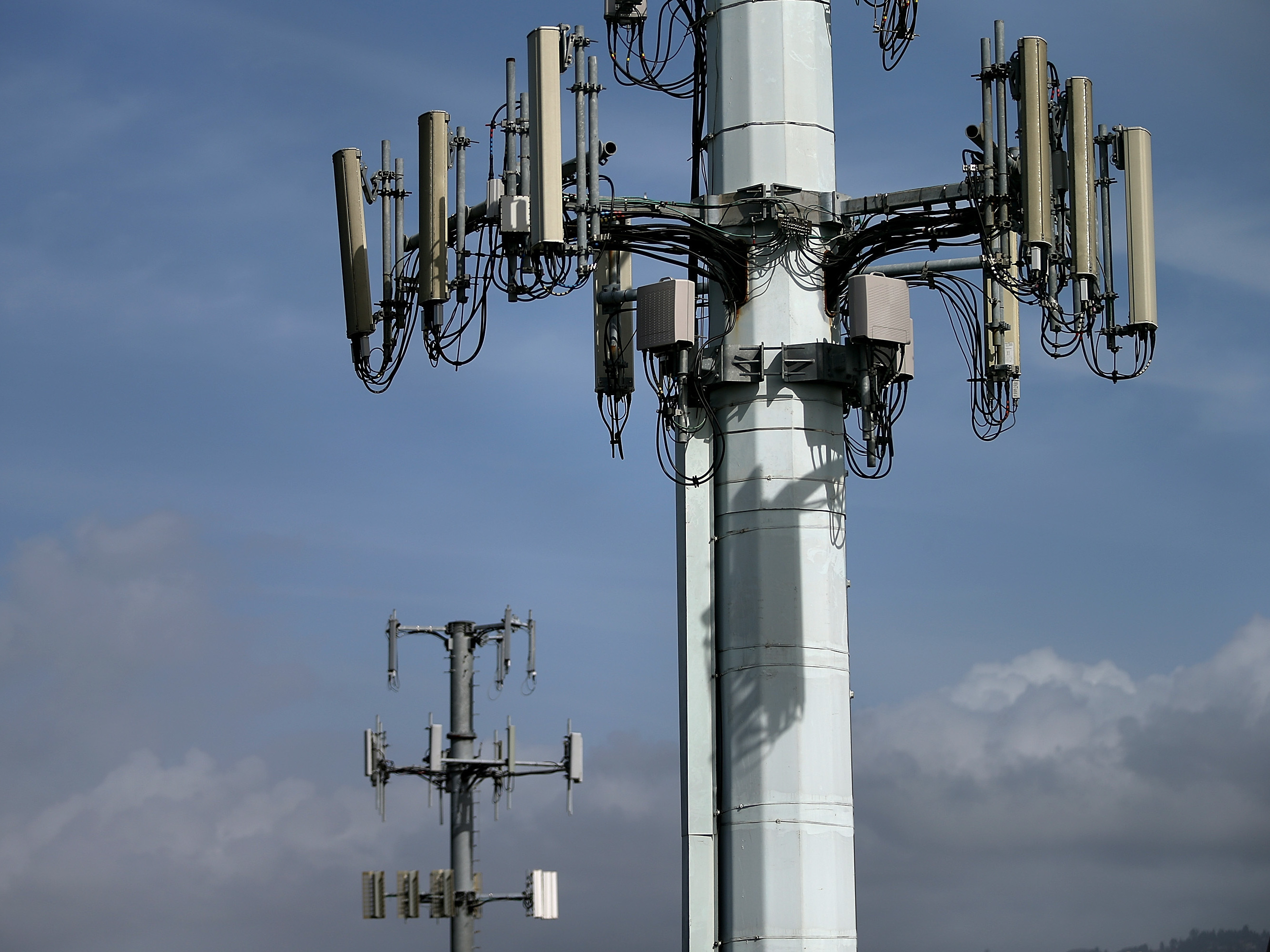 A view of cellular communication towers.