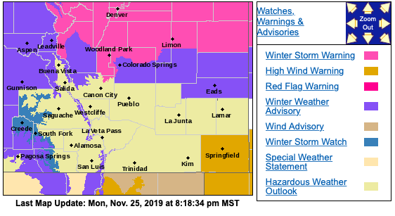 Watches, warnings, advisories, and other weather information.