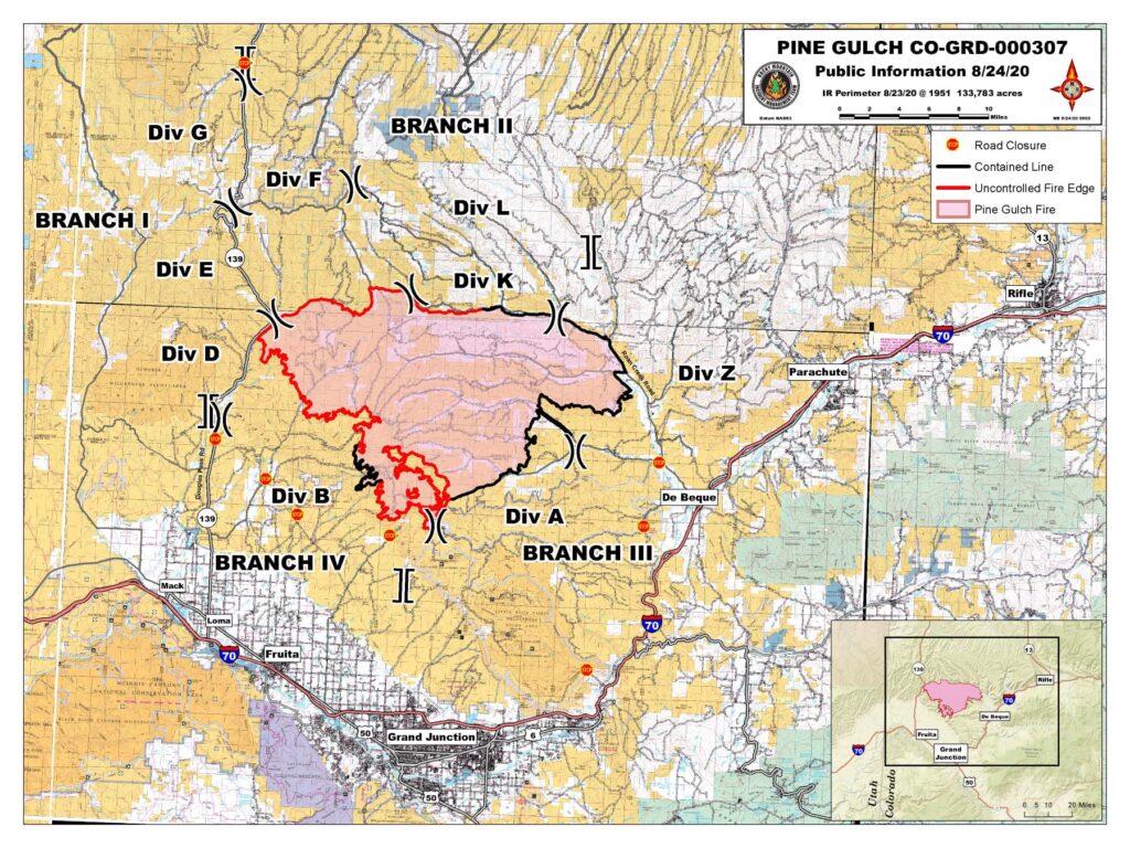 Colorado Wildfire Updates For Aug 24 Maps Evacuations Closures   118373652 Pine Gulch Fire Map 1024x768 