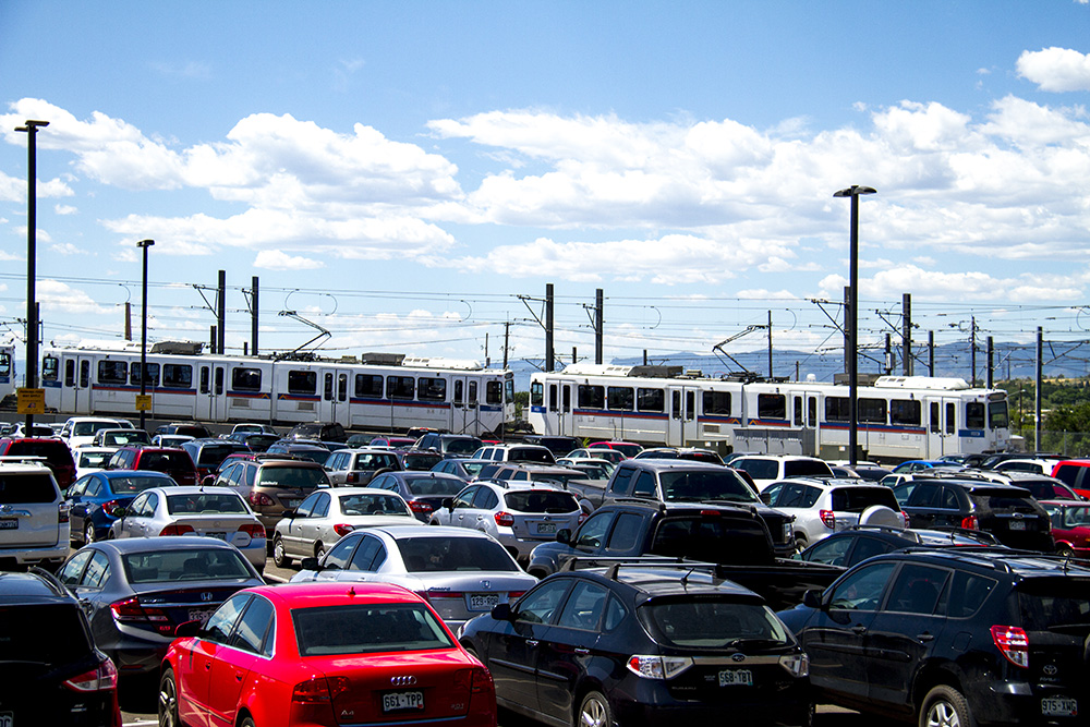 RTD’s I-25 and Broadway park and ride, seen here in 2016, was routinely jammed before the pandemic.