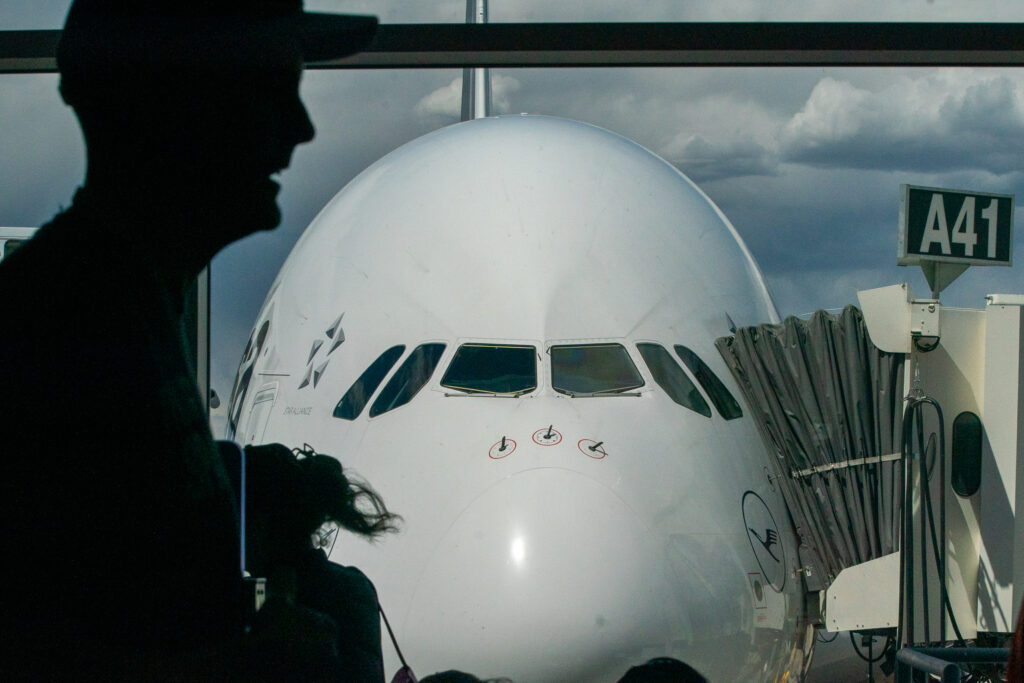 Lufthansa German Airlines A380 Lands At Denver Airport