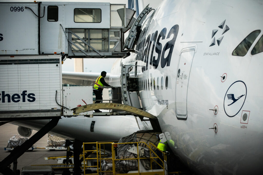 Lufthansa German Airlines A380 Lands At Denver Airport