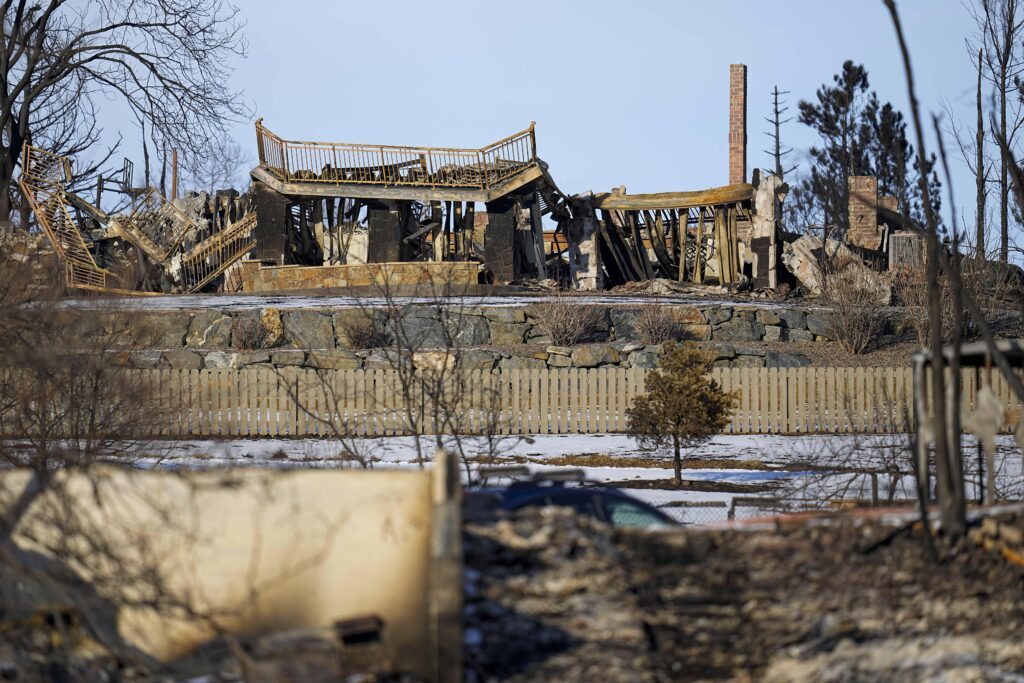 burned remains of a home destroyed by the Marshall Fire