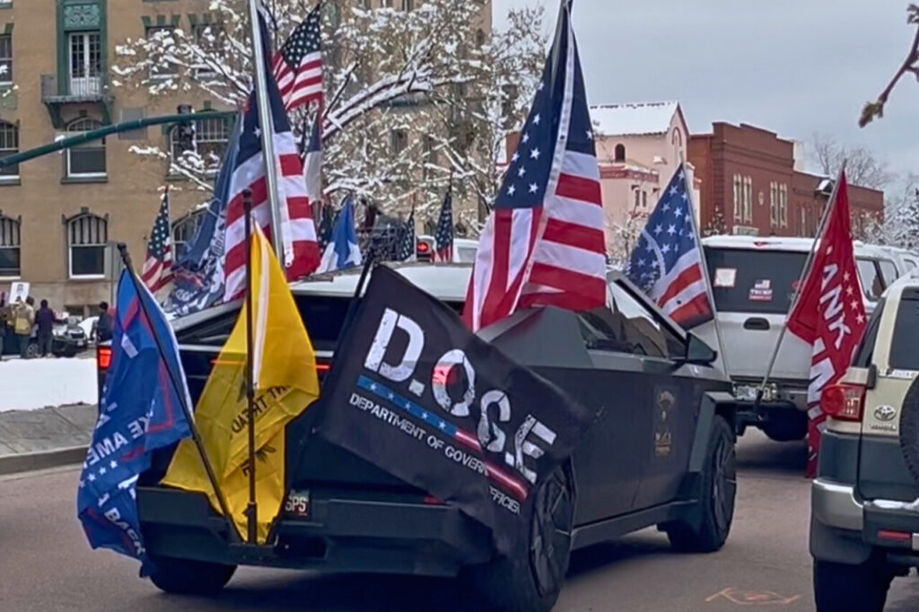 truck with flags