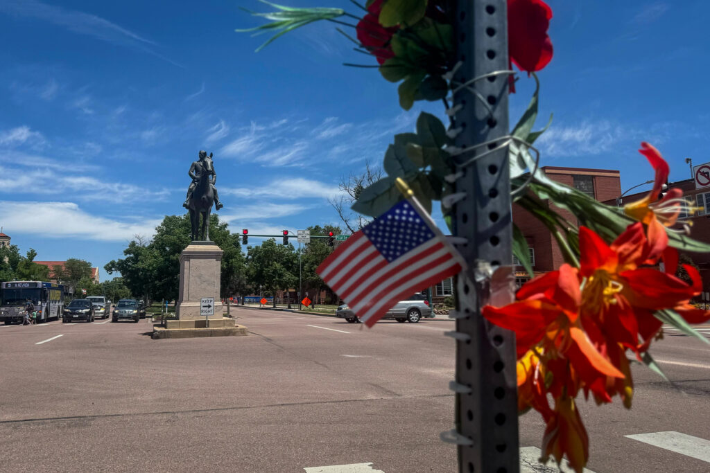 A statue of Colorado Springs’ founder on a horse sits smack in the middle of Nevada and Platte Avenues downtown.