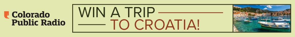 Colorado Public Radio logo. Win a trip to Croatia! A seaside town with a marina in azure waters.