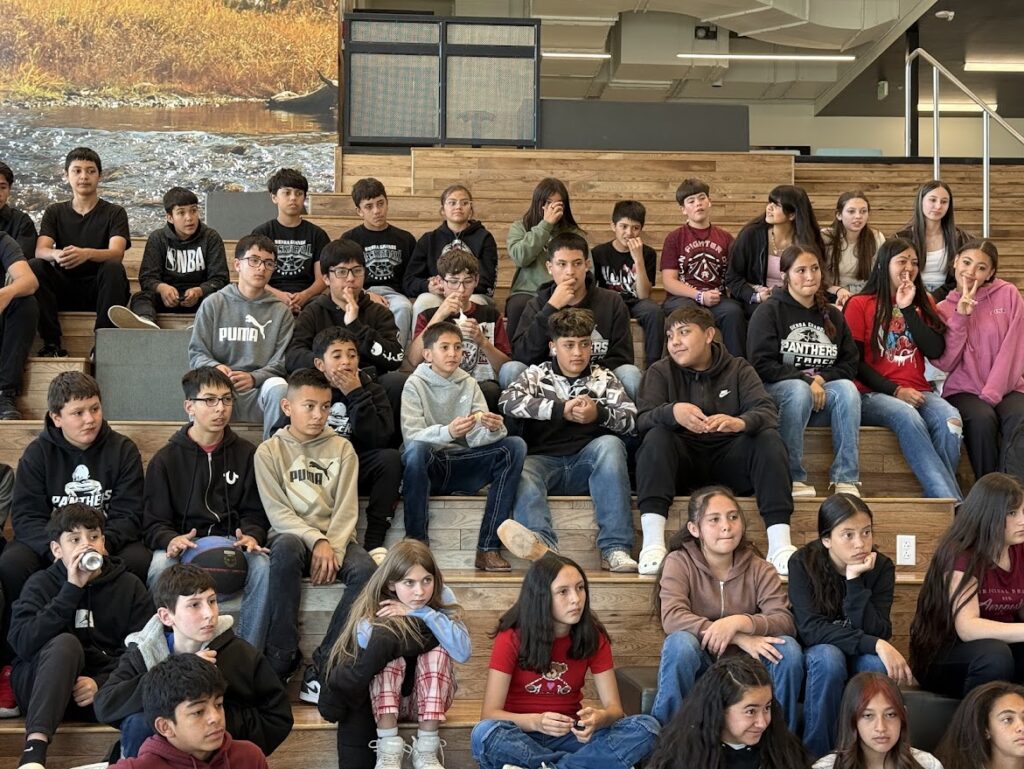 Students at an assembly