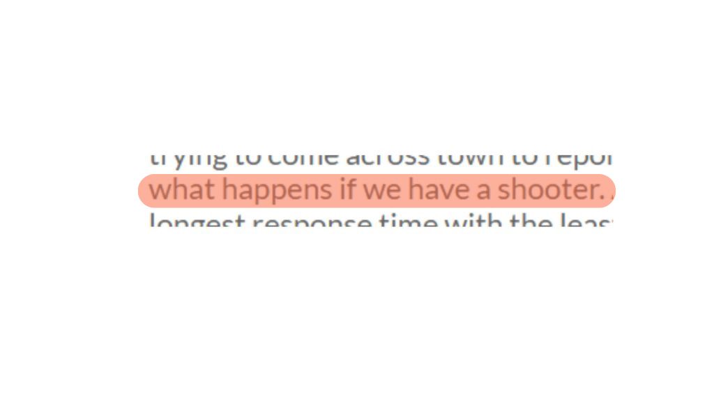 A document screen shot that says &quot;what happens if we have a school shooter.&quot;