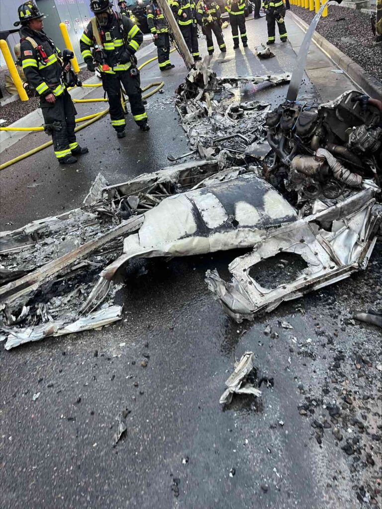 first responders at the scene of a plane crash