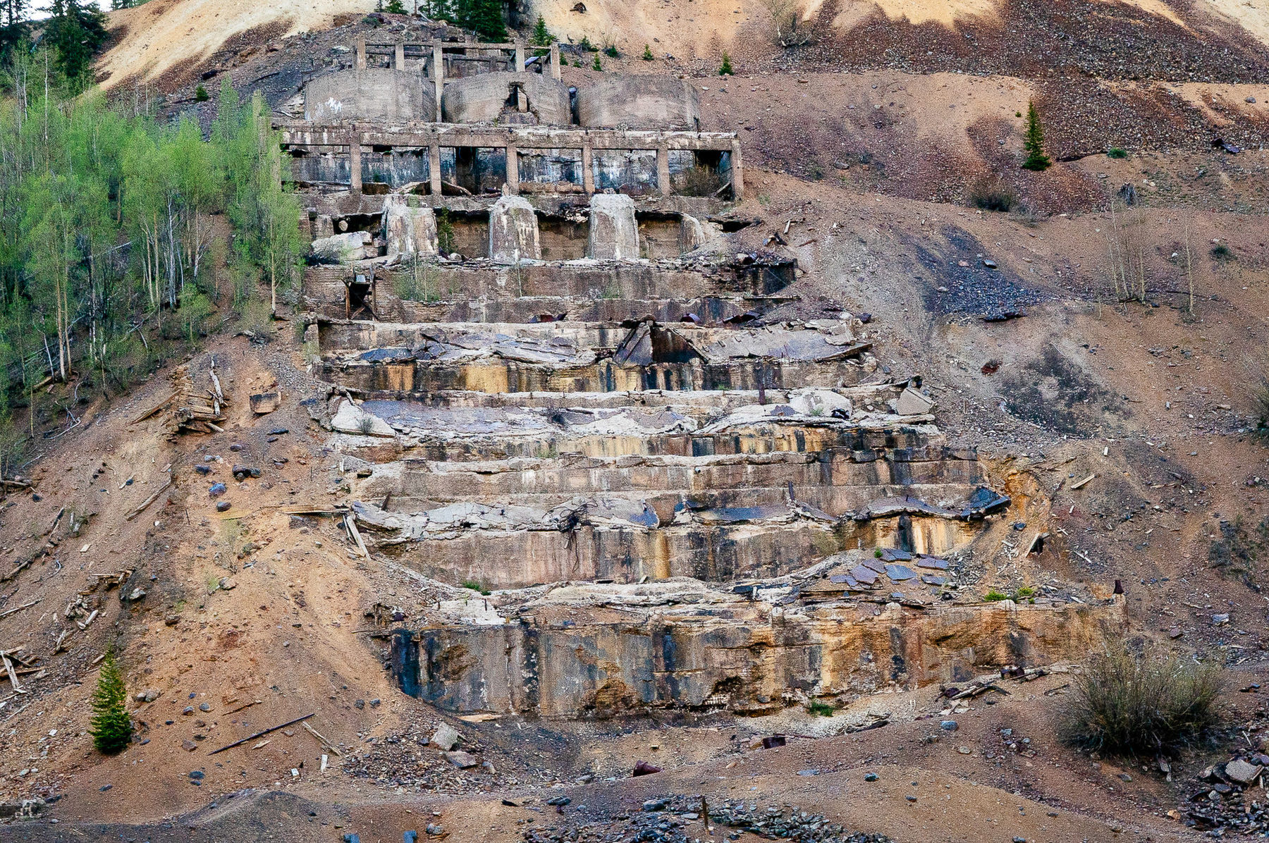 The abandoned remains of the Sunnyside Mill in the San Juan Mountains
