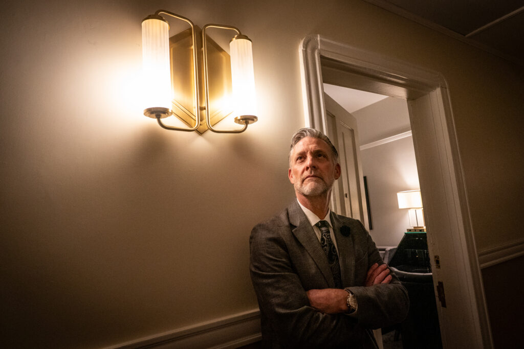 Oxford Hotel general manager Ed Blair outside Room 320