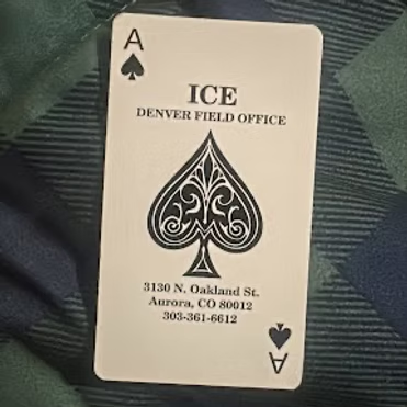 Playing card of the Ace of Spades in black and white